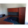 Heartwood 600 Series Honey grey C-U Suite, OH Wardrobe and Table